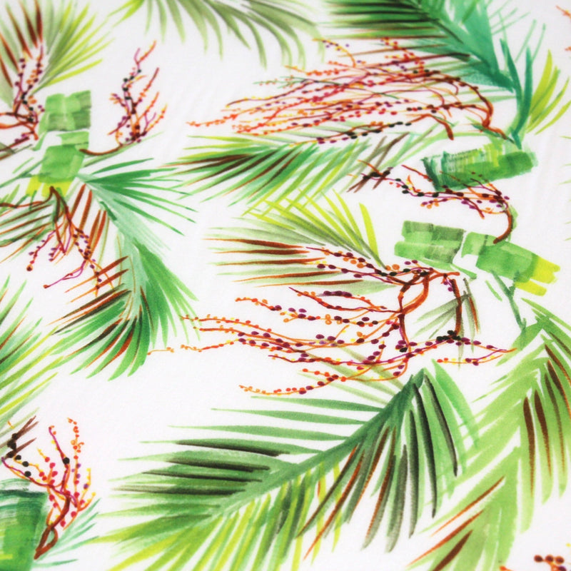 Tissu UBATUBA Voile de coton Feuilles tropicales & fond écru - TissusPapi.com
