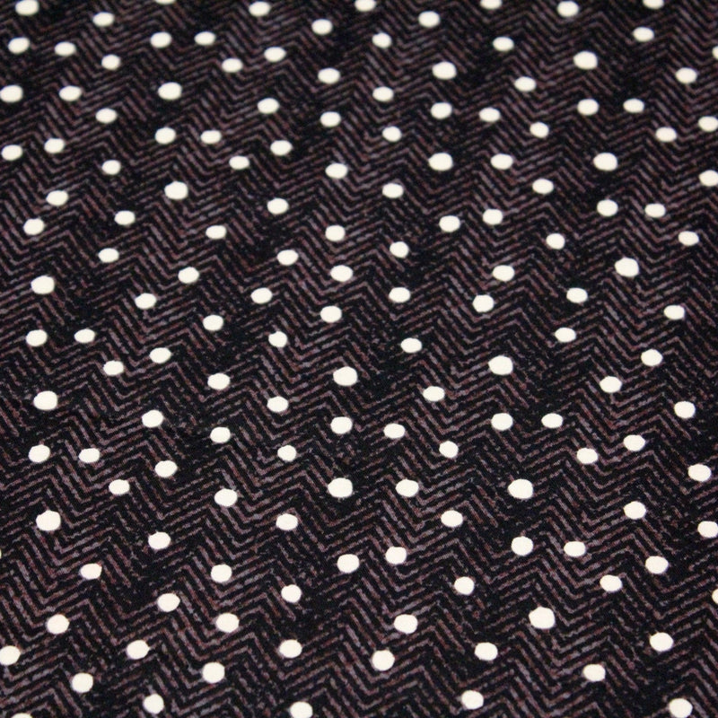 Tissu popeline de coton aux chevrons noirs et petits pois écrus 6mm - TissusPapi.com