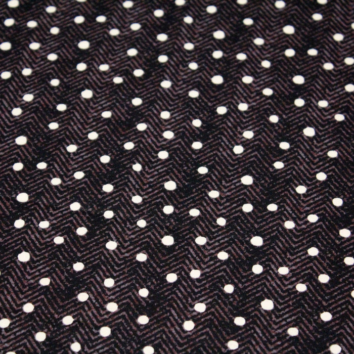 Tissu popeline de coton aux chevrons noirs et petits pois écrus 6mm - tissuspapi