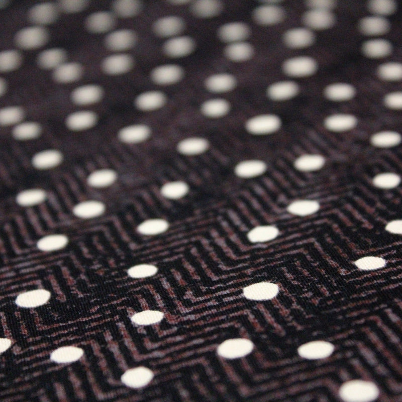Tissu popeline de coton aux chevrons noirs et petits pois écrus 6mm - TissusPapi.com