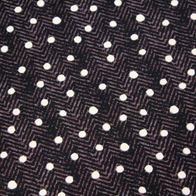 Tissu popeline de coton aux chevrons noirs et petits pois écrus 6mm - TissusPapi.com