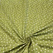 Tissu popeline de coton aux chevrons verts et petits pois écrus 6mm - TissusPapi.com