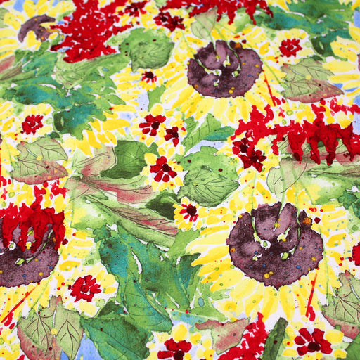 Tissu popeline de coton fleurs & feuilles aux couleurs de l'automne - tissuspapi