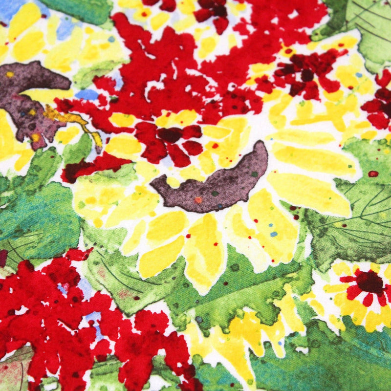 Tissu popeline coton fleurs & feuilles aux couleurs de l'automne - TissusPapi.com