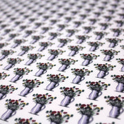 Tissu popeline de coton aux fleurs en pot, fond blanc - TissusPapi.com