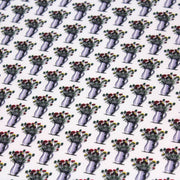 Tissu popeline de coton aux fleurs en pot, fond blanc - TissusPapi.com