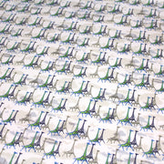 Tissu popeline de coton aux girafes bleues & baobab, fond blanc - TissusPapi.com