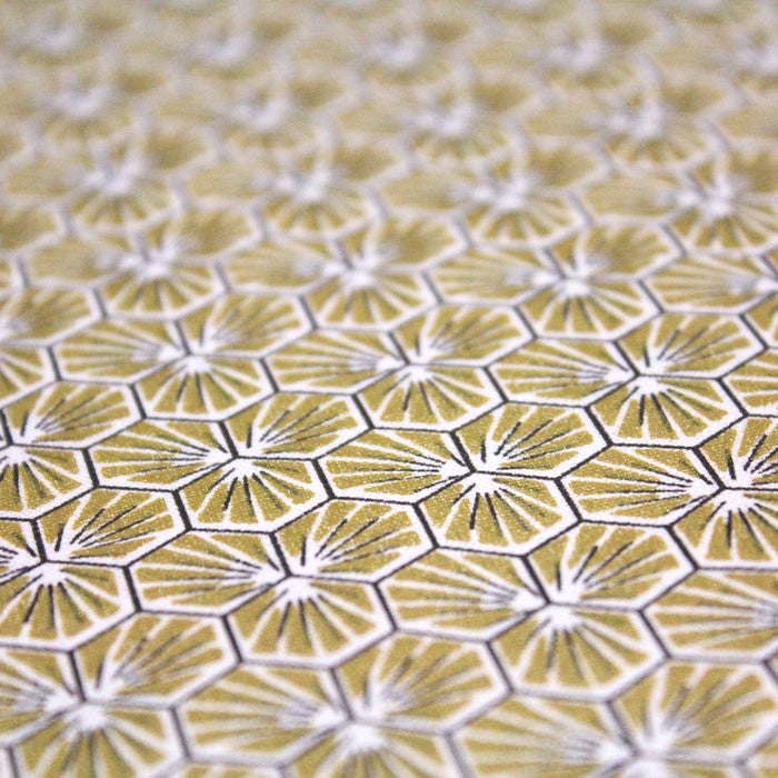Tissu de coton motif traditionnel japonais géométrique KIKKO doré - Oeko-Tex - tissuspapi
