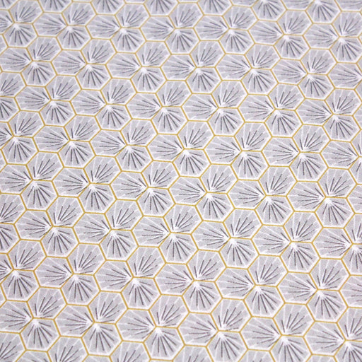 Tissu de coton motif traditionnel japonais géométrique KIKKO gris clair - Oeko-Tex - tissuspapi