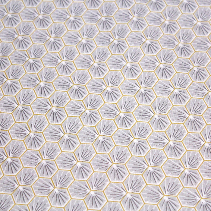 Tissu de coton motif traditionnel japonais géométrique KIKKO gris clair - Oeko-Tex - tissuspapi