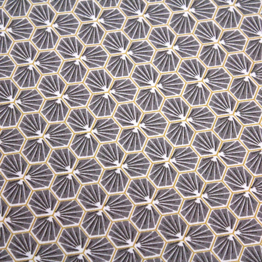 Tissu de coton motif traditionnel japonais géométrique KIKKO gris ardoise - Oeko-Tex - tissuspapi