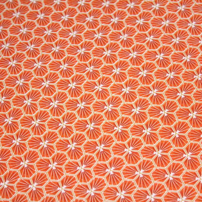 Tissu de coton motif traditionnel japonais géométrique KIKKO orange - Oeko-Tex