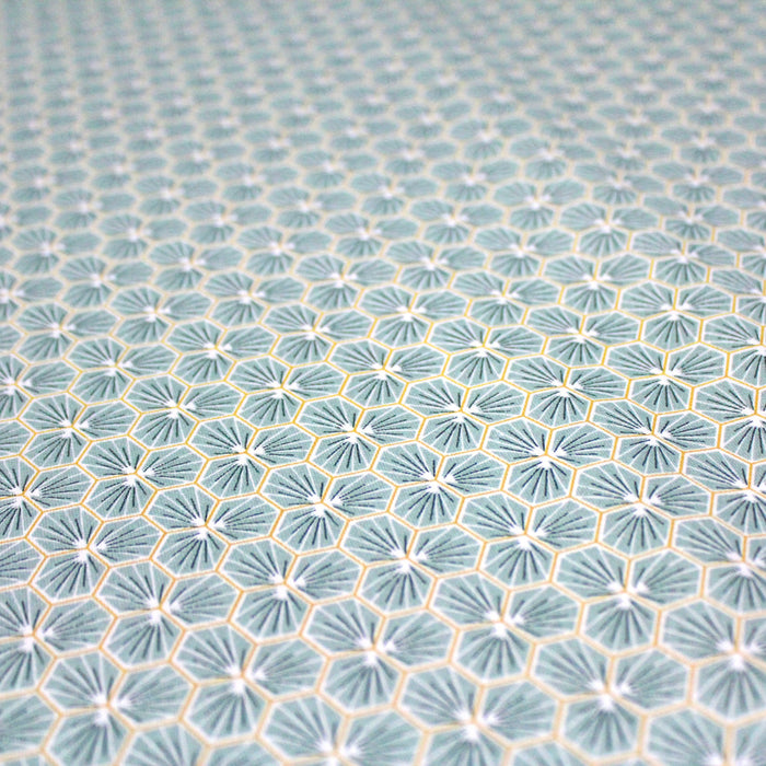 Tissu de coton motif traditionnel japonais géométrique KIKKO vert amande - Oeko-Tex