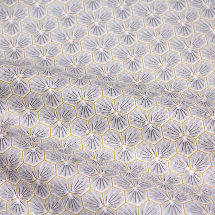Tissu de coton motif traditionnel japonais géométrique KIKKO gris clair - Oeko-Tex