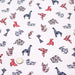 Tissu de coton motif japonais ORIGAMI de papier rouge & bleu, fond blanc cassé - Oeko-Tex