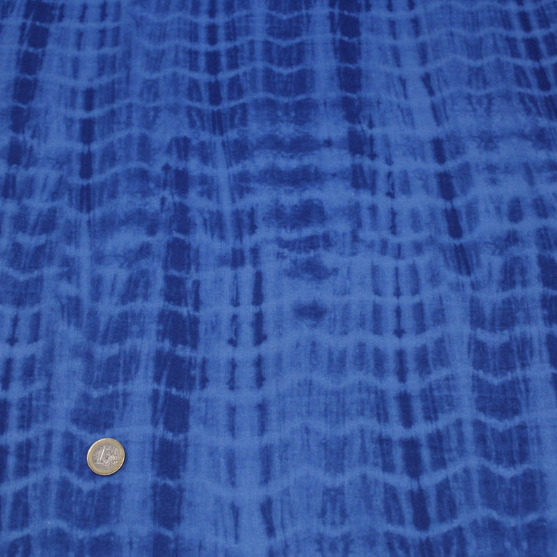 Tissu de coton tie & dye bleu roi - TissusPapi.com