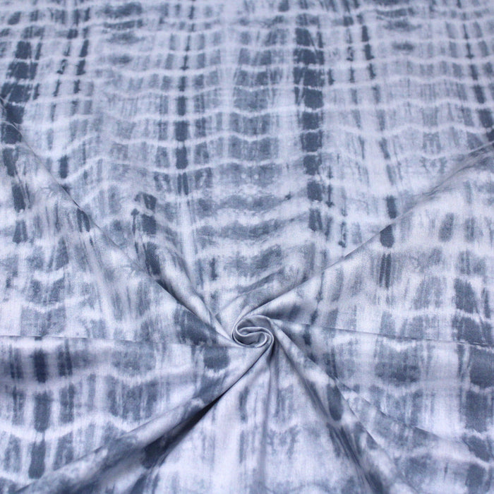 Tissu de coton tie & dye gris-bleu