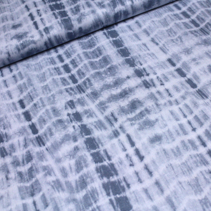Tissu de coton tie & dye gris-bleu