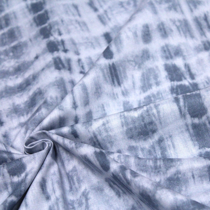 Tissu de coton tie & dye gris-bleu