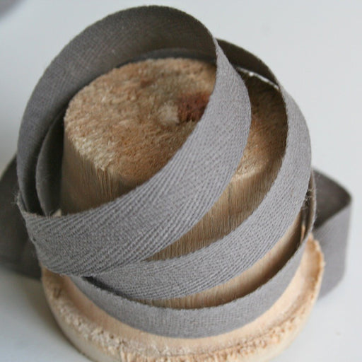 Ruban sergé de coton gris 12mm - Fabrication française - tissuspapi