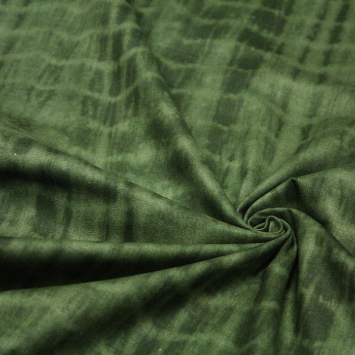 Tissu de coton tie & dye vert kaki