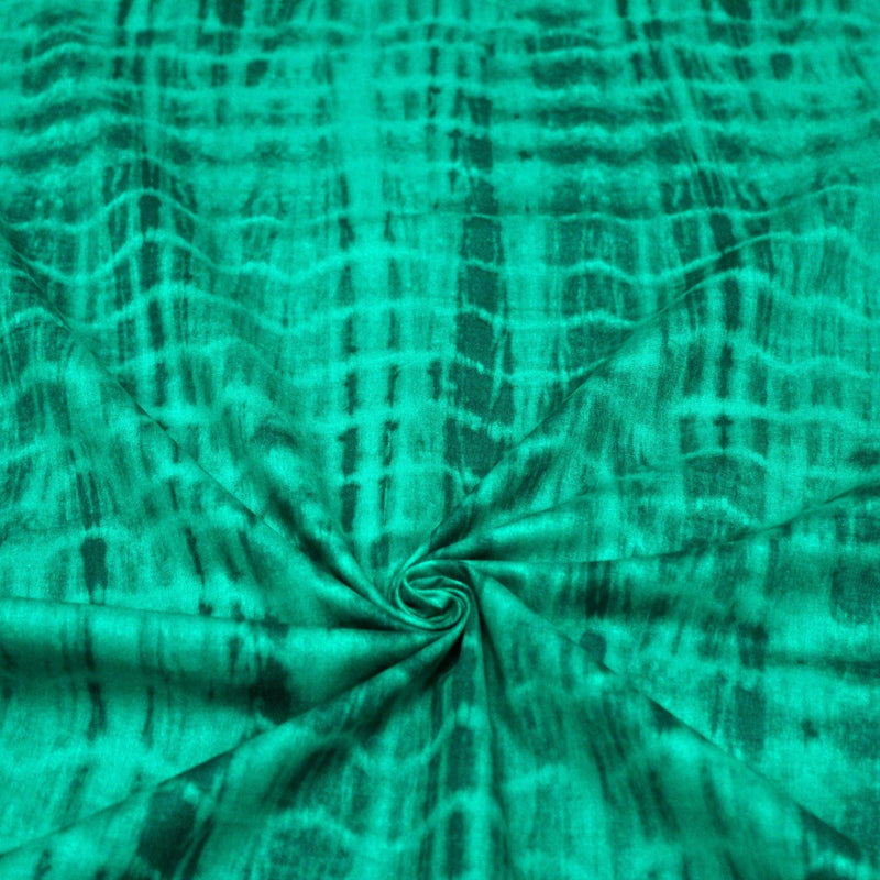 Tissu cotonnade motif TIE & DYE, faux-uni vert émeraude - TissusPapi.com