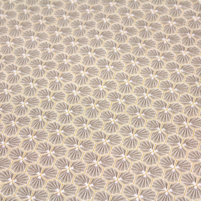 Tissu de coton motif traditionnel japonais géométrique KIKKO grège - Oeko-Tex