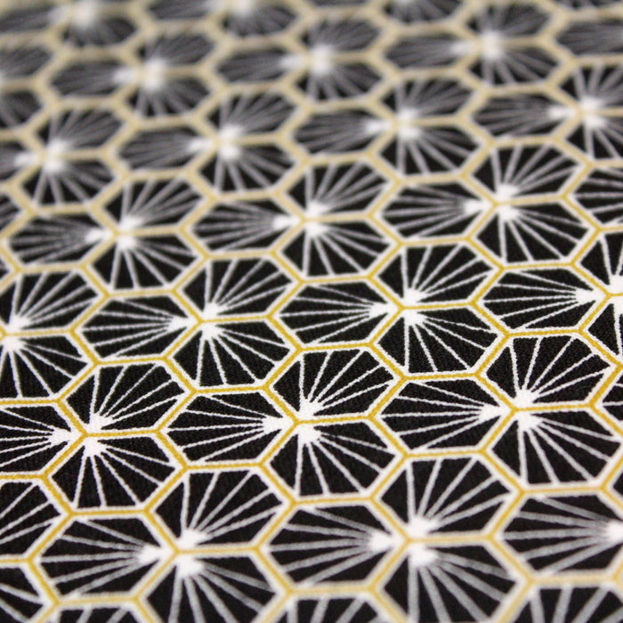 Tissu de coton motif traditionnel japonais géométrique KIKKO noir - Oeko-Tex - tissuspapi
