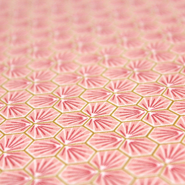 Tissu de coton motif traditionnel japonais géométrique KIKKO rose clair - Oeko-Tex - tissuspapi