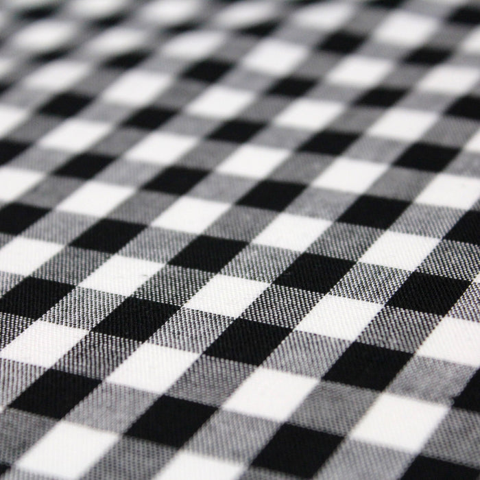 Tissu popeline de coton VICHY noir & blanc à carreaux 1cm - Oeko-Tex