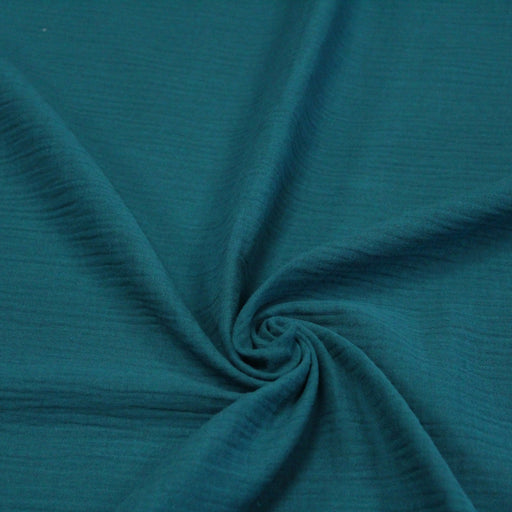Tissu double gaze de coton gaufrée vert canard - Oeko-Tex - tissuspapi