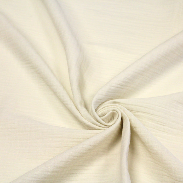 Tissu double gaze de coton gaufrée écrue - Oeko-Tex - tissuspapi