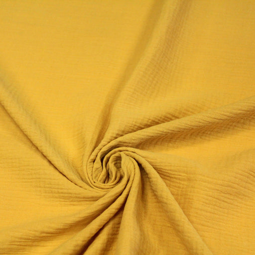 Tissu double gaze de coton gaufrée jaune moutarde - Oeko-Tex - tissuspapi