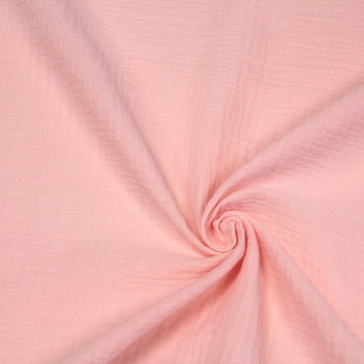 Tissu double gaze de coton gaufrée rose - Oeko-Tex - tissuspapi