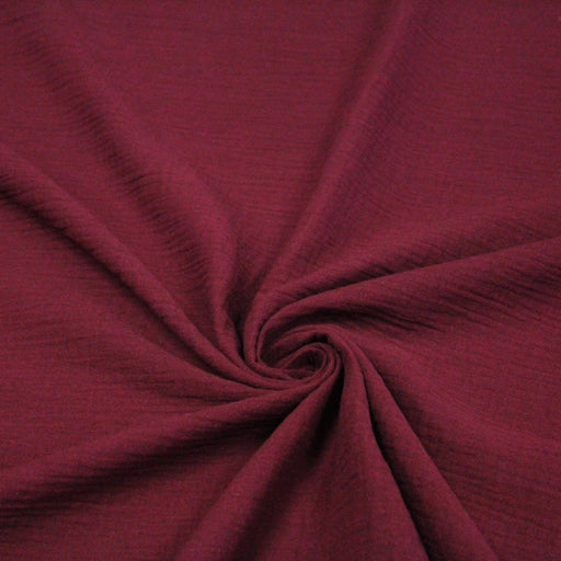 Tissu double gaze de coton gaufrée rouge bordeaux - Oeko-Tex - tissuspapi