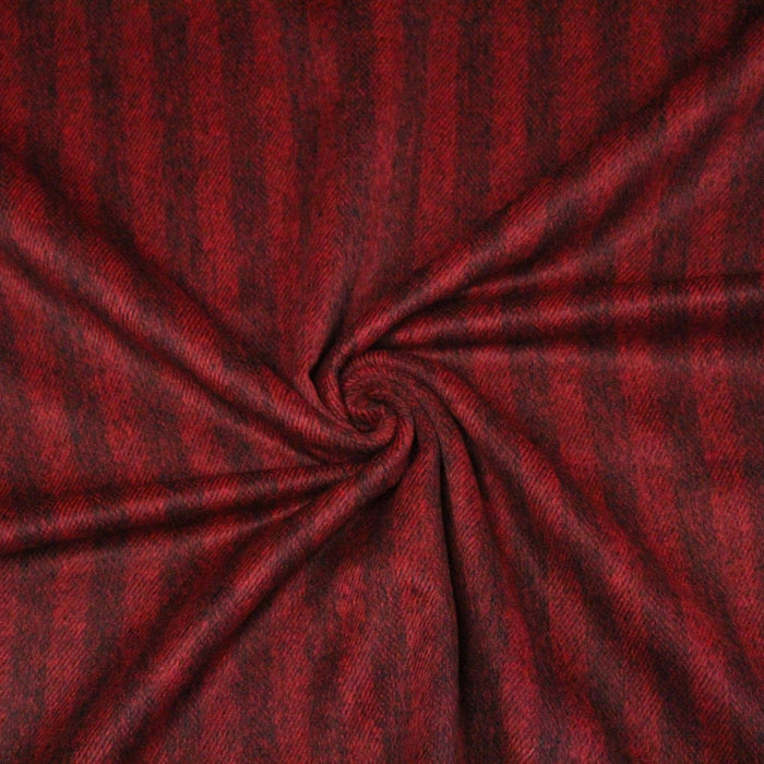 Tissu Lainage Hiver à rayures et chevrons rouges et noirs - tissuspapi