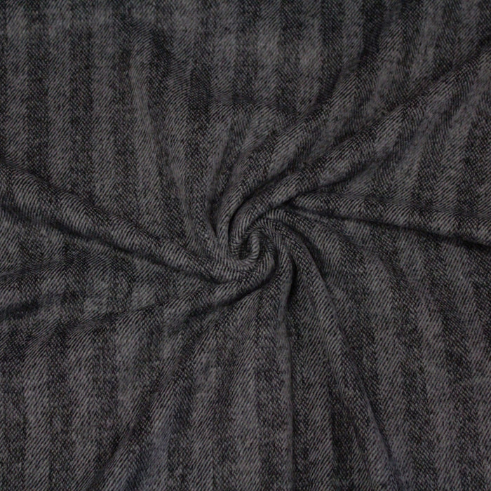 Tissu Lainage Hiver à rayures et chevrons grises anthracite et gris moyen - tissuspapi