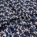 Tissu Lainage Jacquard à feuilles bleues, noires et blanches - Fabrication française