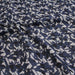 Tissu Lainage Jacquard à feuilles bleues, noires et blanches - Fabrication française