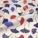 Tissu de coton japonais aux fleurs Ginkco bleues, rouges, blanches, sur fond écru - Oeko-Tex
