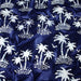 Tissu de coton batik aux palmiers blancs, fond bleu nuit