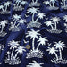 Tissu de coton batik aux palmiers blancs, fond bleu nuit