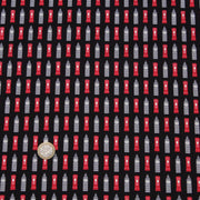 Tissu popeline de coton LONDON aux boîtes aux lettres mailbox rouges & Big Ben, fond noir - TissusPapi.com