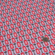 Tissu popeline coton LONDON, cabines téléphoniques rouges & réverbères britanniques - TissusPapi.com