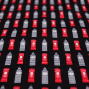 Tissu popeline de coton LONDON aux boîtes aux lettres mailbox rouges & Big Ben, fond noir - TissusPapi.com