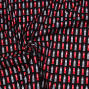 Tissu popeline de coton LONDON aux boîtes aux lettres mailbox rouges & Big Ben, fond noir - TissusPapi.com