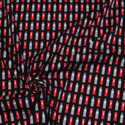 Tissu popeline de coton LONDON aux boîtes aux lettres mailbox rouges & Big Ben, fond noir - TissusPapi.com
