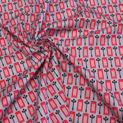 Tissu popeline coton LONDON, cabines téléphoniques rouges & réverbères britanniques - TissusPapi.com