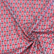 Tissu popeline coton LONDON, cabines téléphoniques rouges & réverbères britanniques - TissusPapi.com