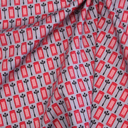 Tissu popeline coton LONDON, cabines téléphoniques rouges & réverbères britanniques - TissusPapi.com